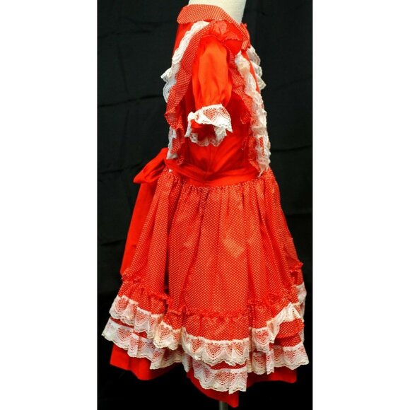 VTG Better Made by Betty Oden Red Dress Girls 6X Full Circle Skirt Polka dot - Picture 5 of 12